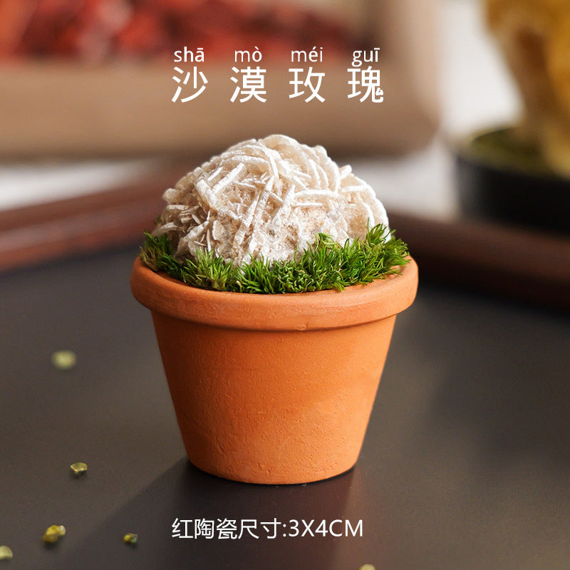 zensoullab Natural Crystal Raw Stone Mineral Pot Ornament Crystal Gemstone DIY Simulation Potted Plant Home Desktop Car Ornament