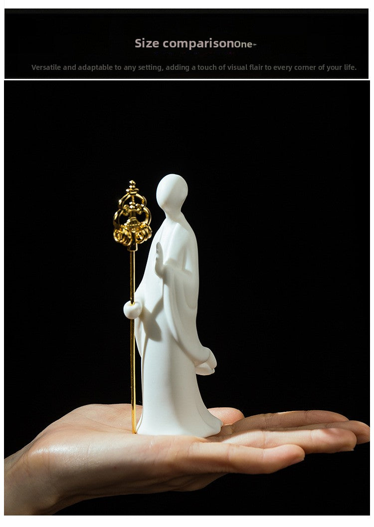 zensoullab Zen White Porcelain Formless Buddha Figurine Ceramic Small Figure Desktop Potted Plant Fish Tank Landscaping Home Living Room Entrance Decoration