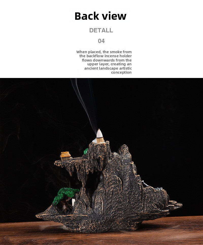 zensoullab Zen Large Backflow Incense Burner Pastoral Resin Sandalwood Burner Home Living Room Indoor Backflow Incense Ornament Pastoral Style