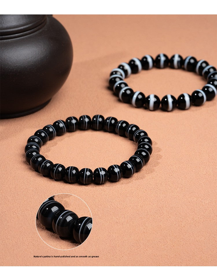 zensoullab Natural First-Line Pharmacist Dzi Bead Agate Bracelet Fashion Versatile Unisex Couple Style Single Circle Bracelet In Stock