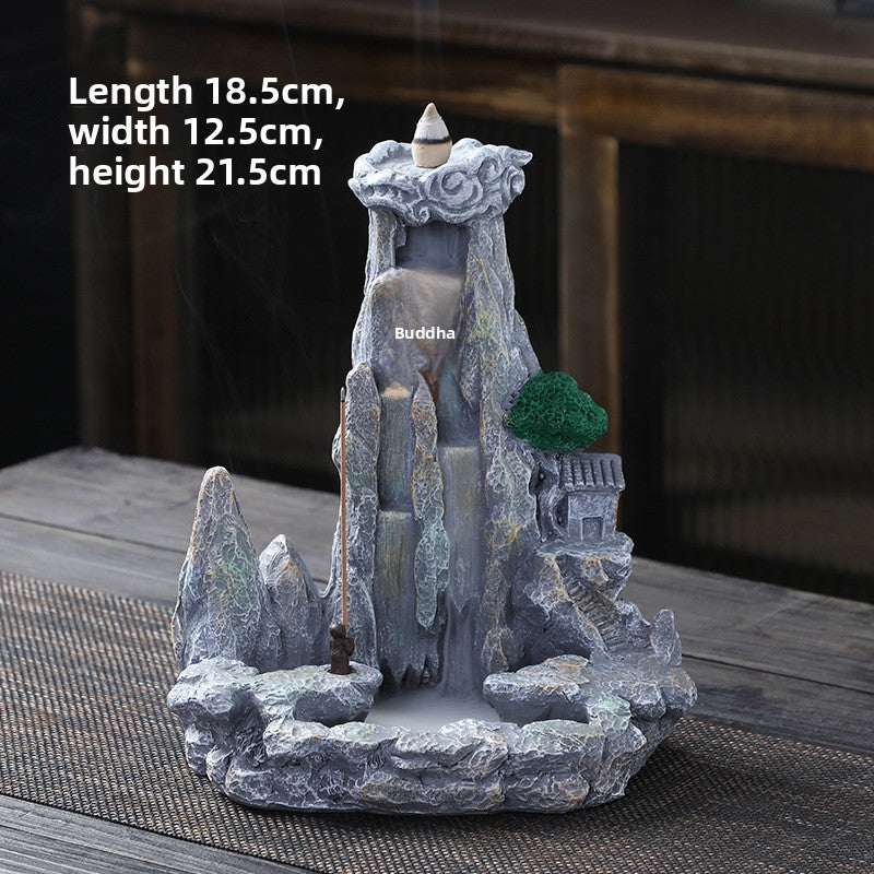 zensoullab Large Resin Backflow Incense Burner Entrance Decoration Incense Ceremony Aromatherapy Burner Fish Tank Rockery Landscape Sandalwood Burner Antique Decoration