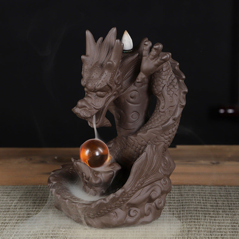 zensoullab Backflow Incense Burner Ceramic Zisha Xianglong Prosperous Home Tea Ceremony Office Creative Craft Ornament