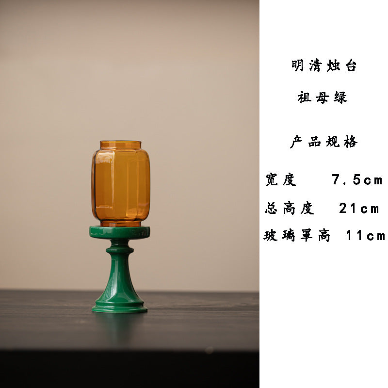 zensoullab Forbidden City Red Ming Qing Candle Holder Glass Chinese Zen Ornament Antique Tea Room Home Atmosphere Lamp Ceramic Tea Ceremony Accessories