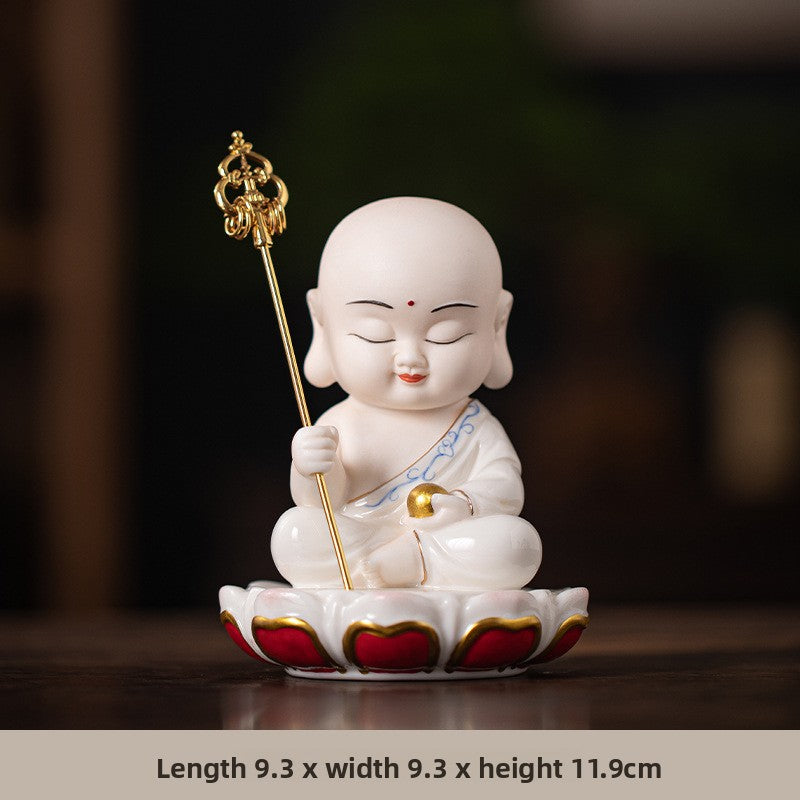 zensoullab Zen Style Chinese Ceramic Three Saints Buddha Guanyin Ksitigarbha Desktop Small Ornaments Creative Home Living Room Household Decorations