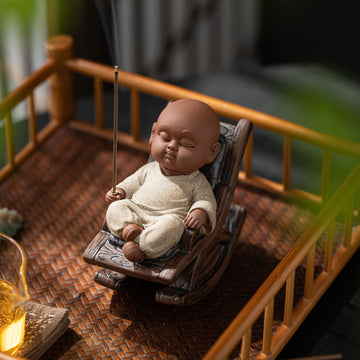 zensoullab Rocking Chair Little Monk Incense Burner Creative Incense Holder Zen Tea Room Aromatherapy Burner Ornament Incense Holder Craft