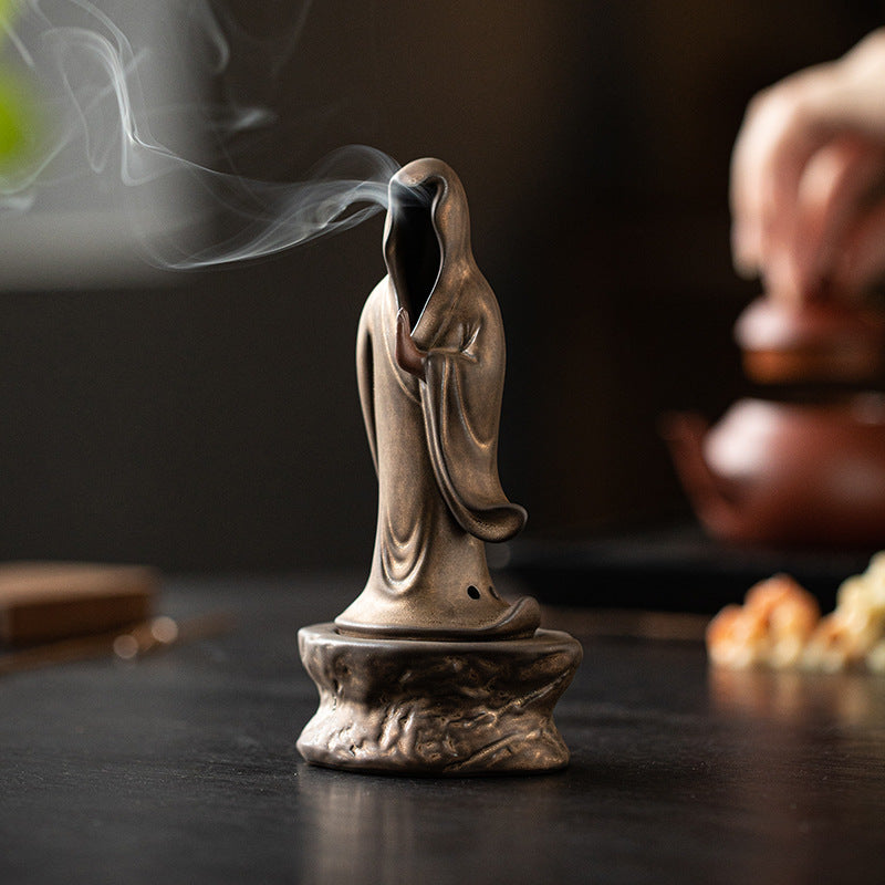 zensoullab Zen Style Formless Mini Incense Burner for Home Indoor Small Disc Incense Burner Tea Room Desktop Antique Incense Burner Small Ornament