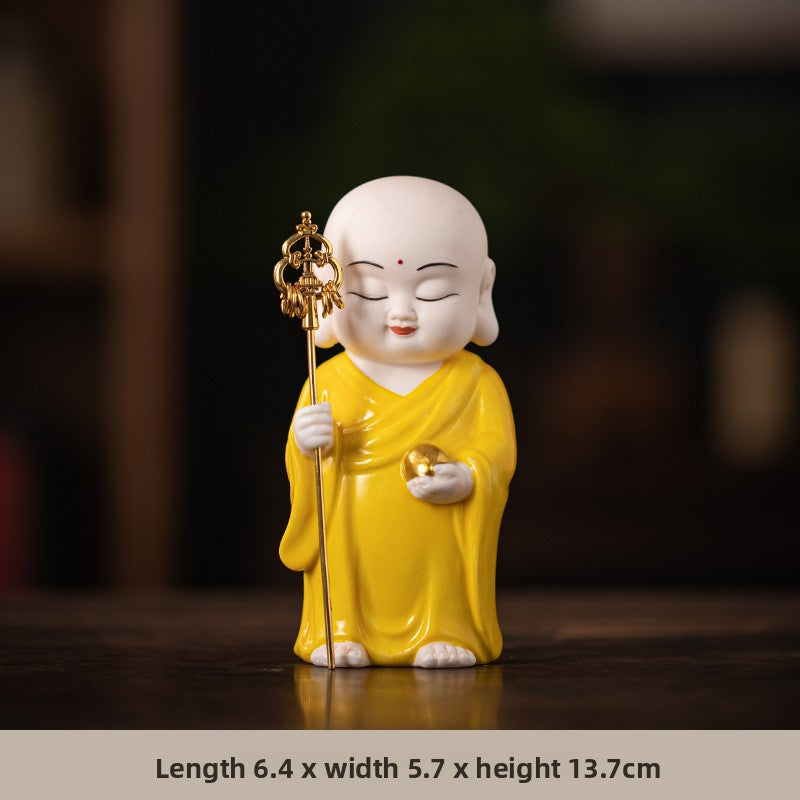 zensoullab Chinese Ceramic Three Saints Shakyamuni Guanyin Ksitigarbha Desktop Ornaments Creative Living Room Small Ornaments Home Decorations