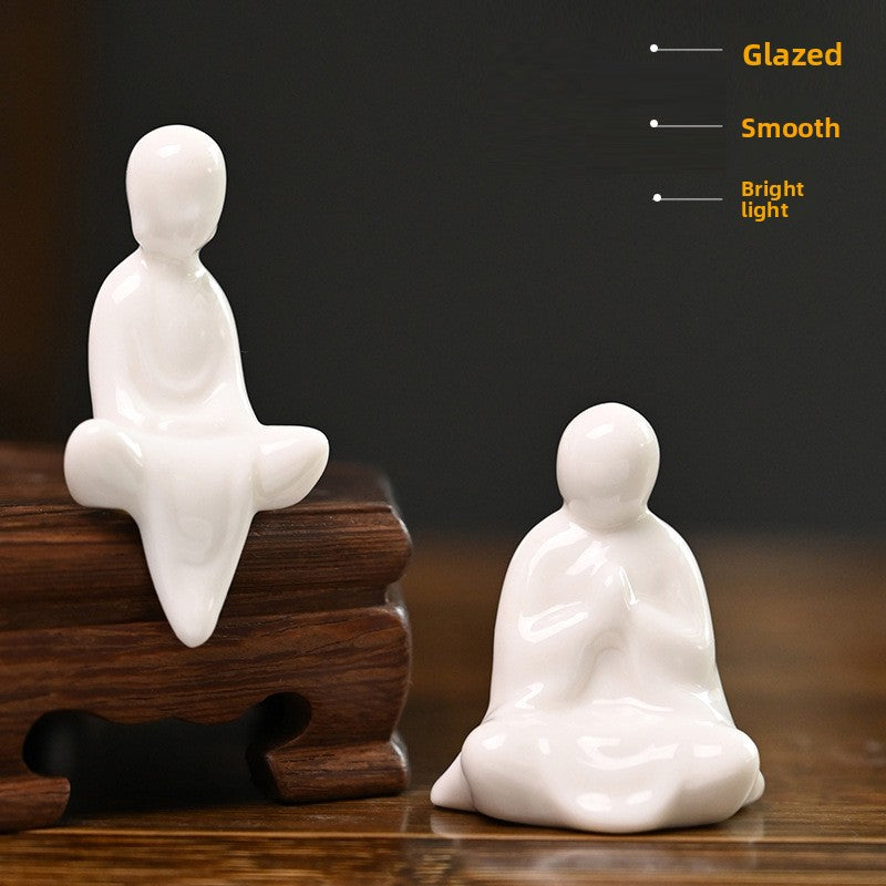zensoullab Mini Small Ceramic Phaseless Buddha Zen Little Monk Micro Landscape Potted Fish Tank Landscaping Decoration Home Small Ornaments