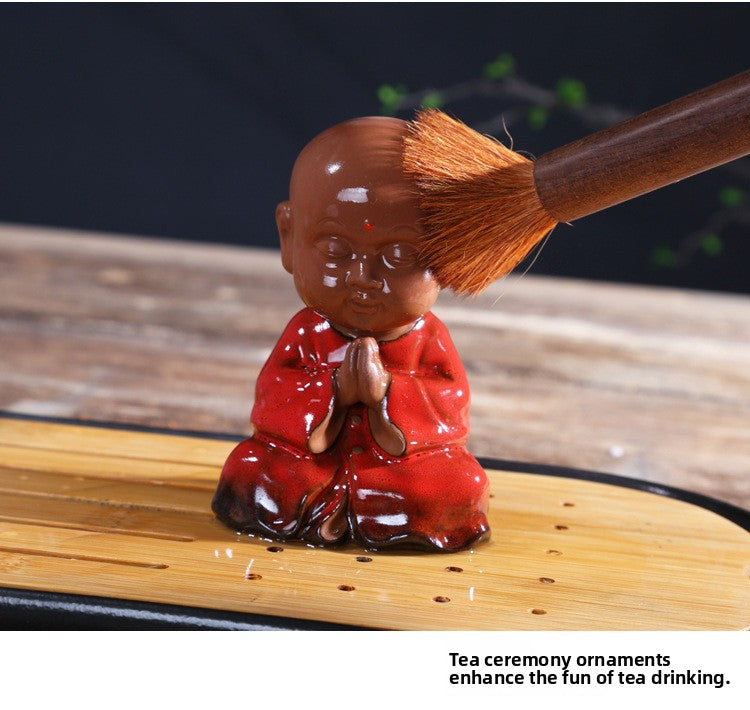 zensoullab Zen Purple Clay Blessing Little Monk Tea Pet Creative Ceramic Kung Fu Tea Tea Set Accessories Chinese Home Decoration