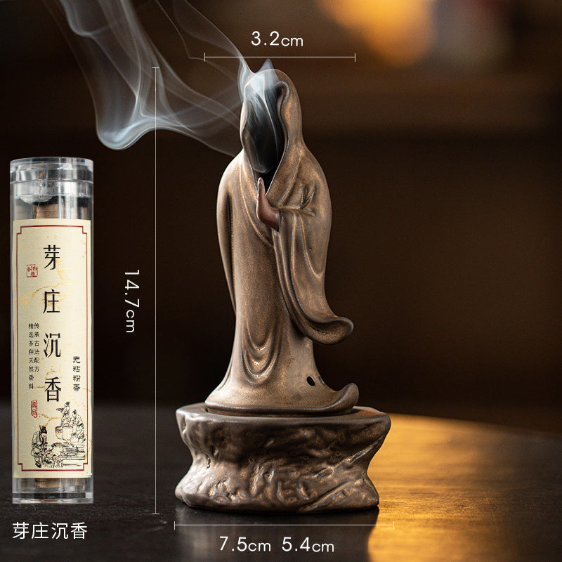 zensoullab Zen Style Formless Mini Incense Burner for Home Indoor Small Disc Incense Burner Tea Room Desktop Antique Incense Burner Small Ornament
