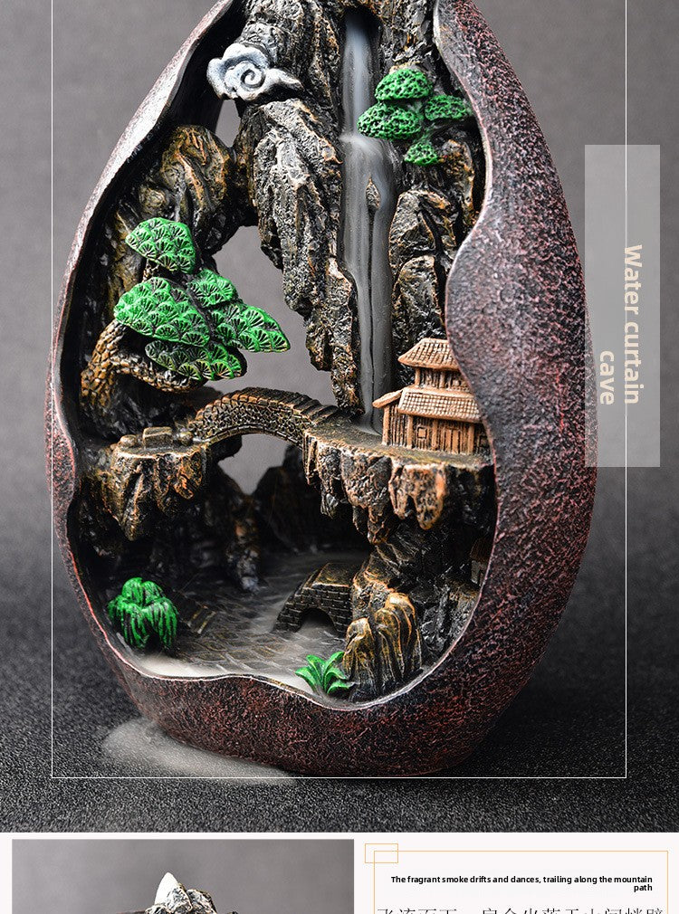 zensoullab Creative Resin Large Great Wall Backflow Incense Burner Home Decor Craft Ornament Incense Holder Incense Seat Backflow Aromatherapy Burner