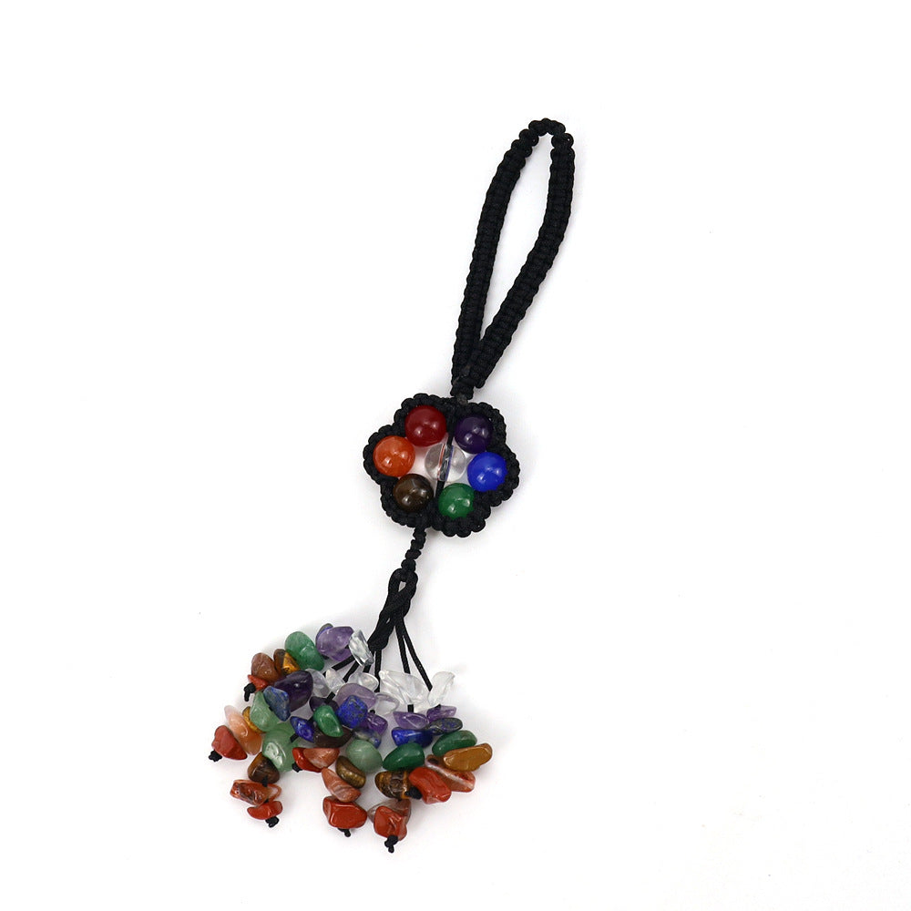 zensoullab Handmade Woven Crystal Colorful Round Bead Pendant Keychain Bag Pendant Car Hanging Ornament