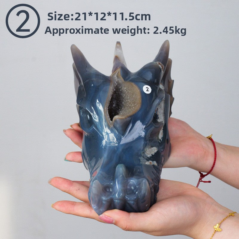 zensoullab Natural Crystal Faucet Ornament Agate Geode Hand-Carved Piece Raw Stone Polished Crystal Craft Desktop Decoration