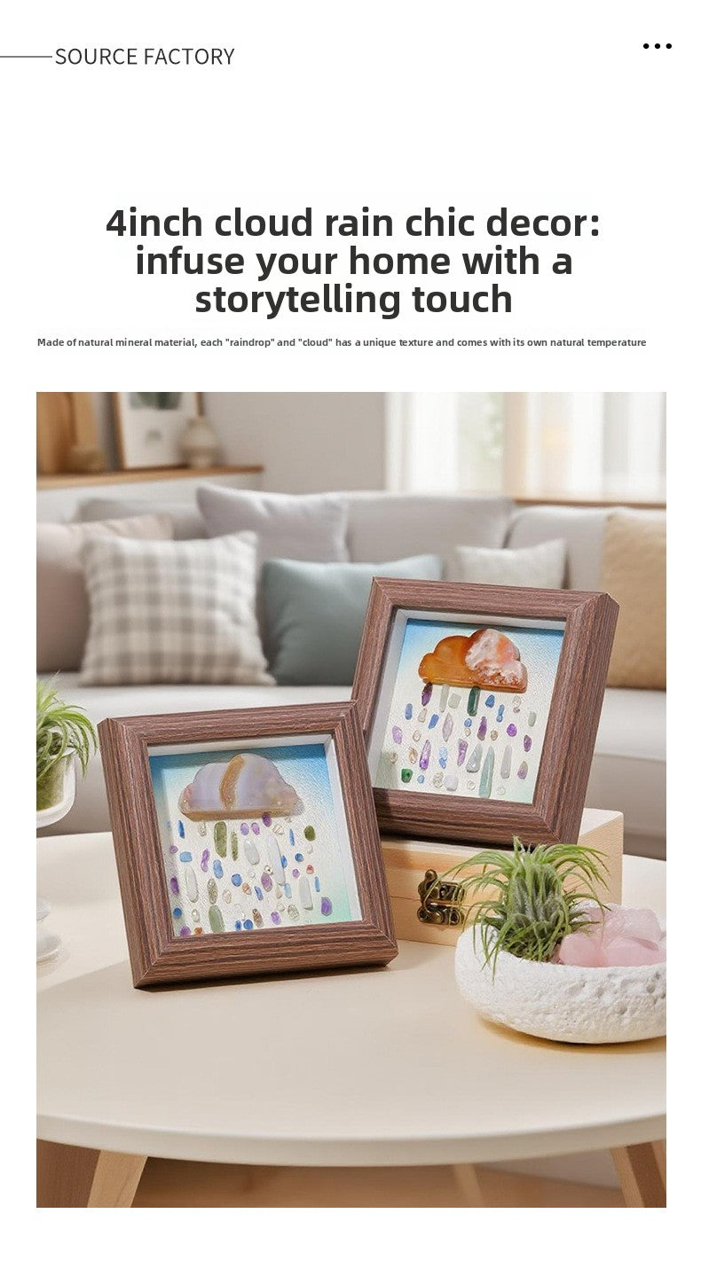 zensoullab Runyang Jewelry 4inch Natural Crystal Raw Stone Photo Frame Ornament Red Agate Fluorite Cloud Crushed Stone Painting Crystal Decoration