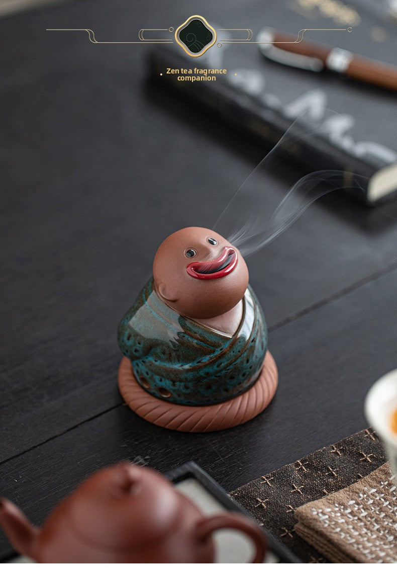 zensoullab Creative Little Monk Incense Burner Cute Aromatherapy Burner Ornament Zen Style Home Indoor Agarwood Sandalwood Incense Burner Incense Box