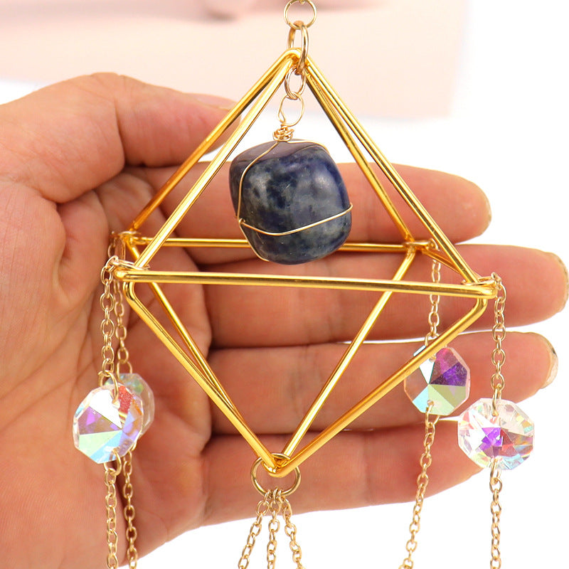 zensoullab Crystal Sun Catcher Air Rack Natural Gravel Lamp Prism Pendant Crystal Hanging Garden Decoration