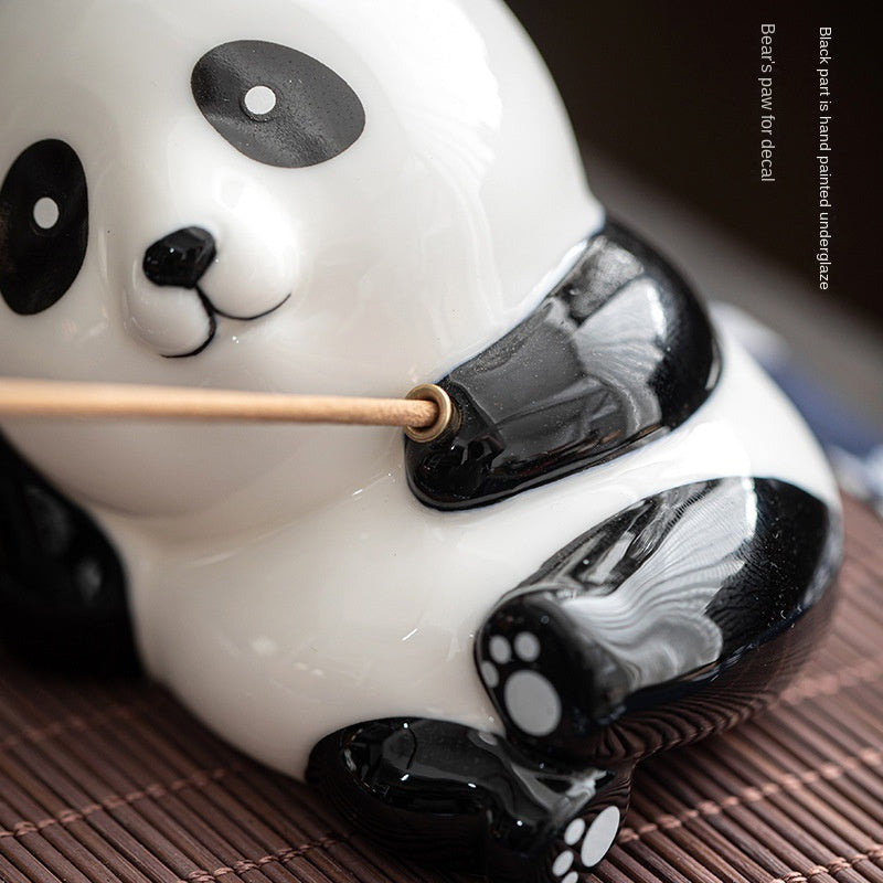 zensoullab Creative Cute Panda Hand-painted Ceramic Ornament Tea Pet Home Indoor Sandalwood Incense Holder Incense Tray Incense Stand