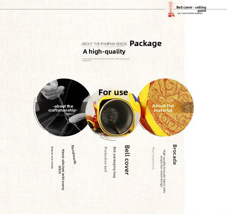 zensoullab Nepal Handicrafts Handmade Ritual Tools Set Vajra Bell and Pestle Set Ritual Bell Packaging Bag Bell and Pestle Cover Buddhist Supplies Set