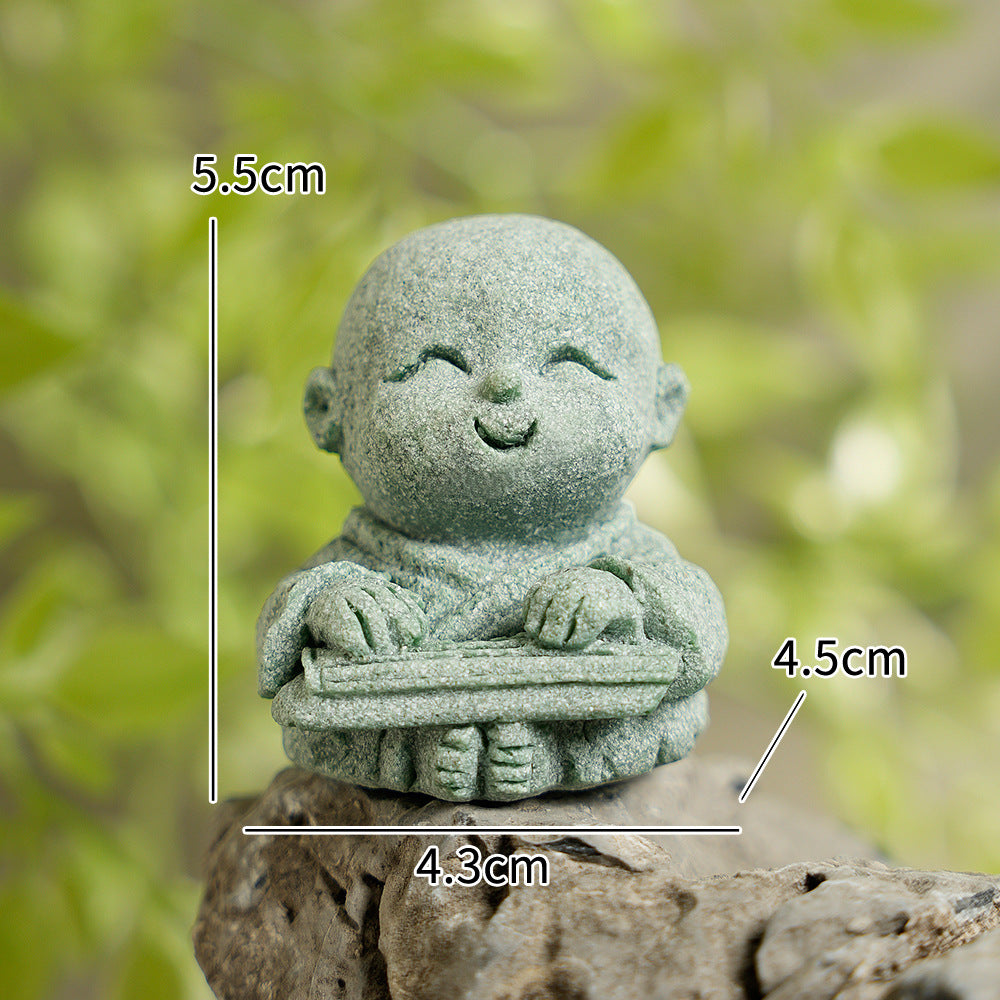 zensoullab New Chinese Zen Style Little Monk Tea Pet Small Buddha Statue Ornament Little Novice Fish Tank Landscaping Potted Plant Decoration Display
