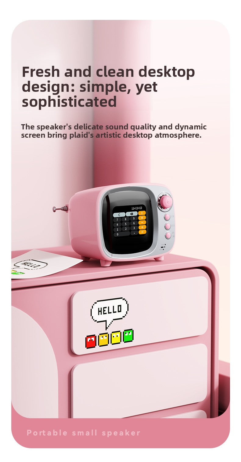 zensoullabAi Smart APP Screen Bluetooth Speaker Creative Retro TV Style Small Speaker Subwoofer Alarm Clock White Noise