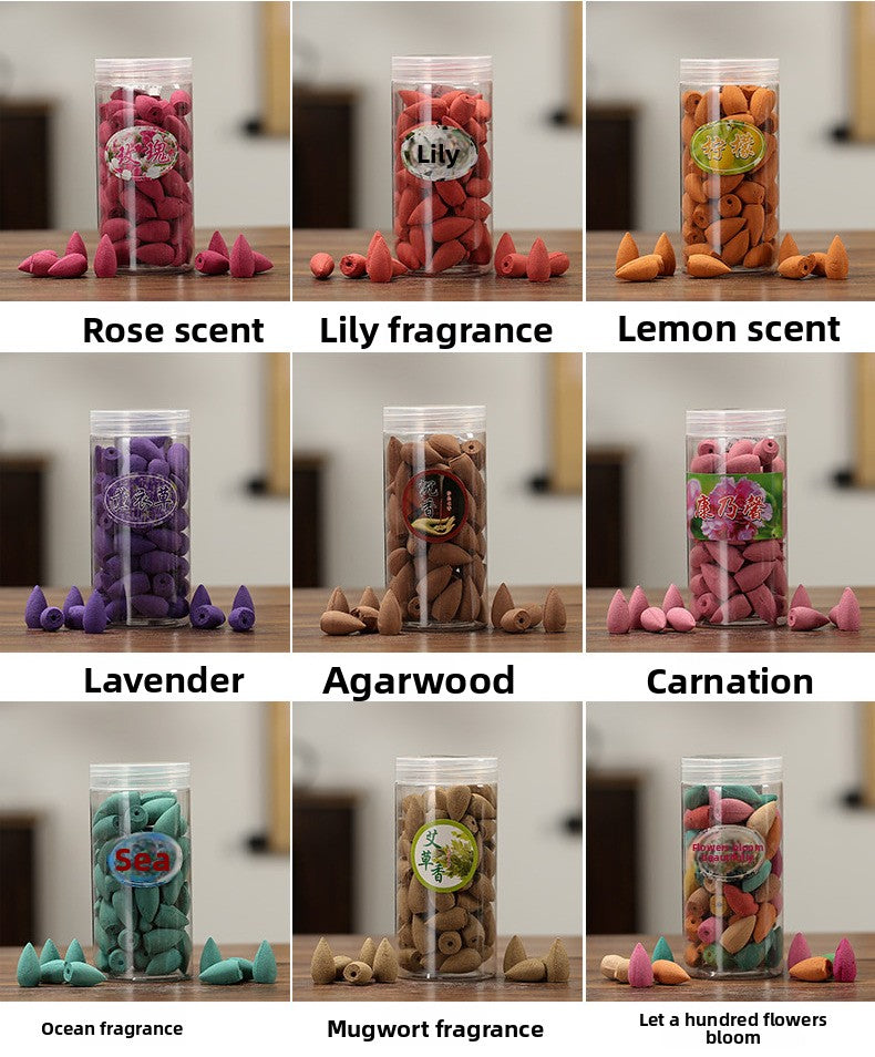 zensoullab Spring Reverse Plastic Bucket Flowing Incense Sandalwood 80 Pieces Reverse Flowing Incense Pellets Indoor Tower Incense Aromatherapy Incense