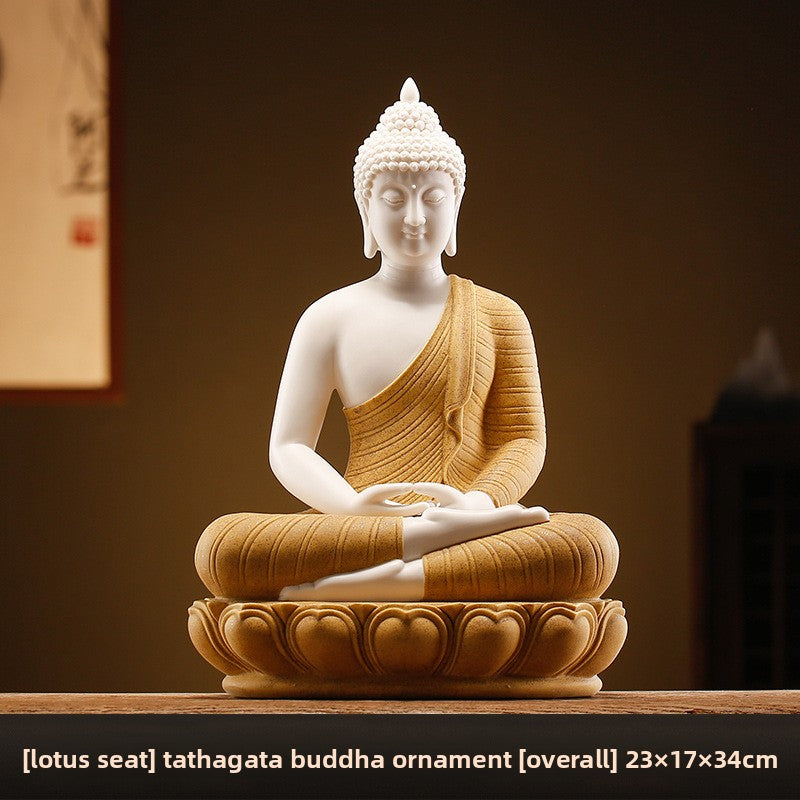 zensoullab Zen New Chinese Style Shakyamuni Buddha Lamp Circle Ornament Creative Home Interior Decoration Living Room Entrance Worship