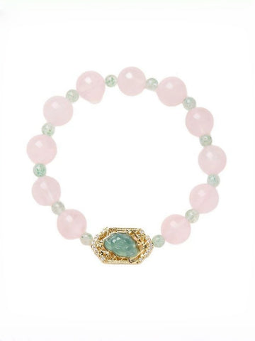 Zensoullab Natural 10mm Pink Crystal Bracelet Female Blue Water Jade Huapai Yunshuiyao New Chinese Bracelet
