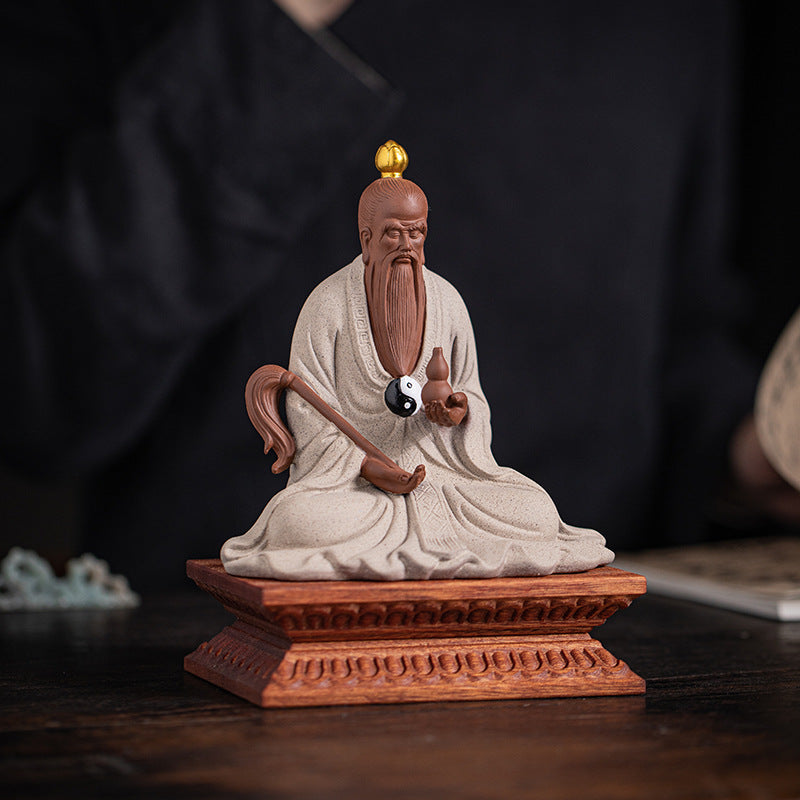 zensoullab Zen Style Chinese Ceramic Taishang Laojun Three Pure Ones Taoist Patriarch Yuanshitianzun Living Room Creative Home Decor Antique Shelf Ornament