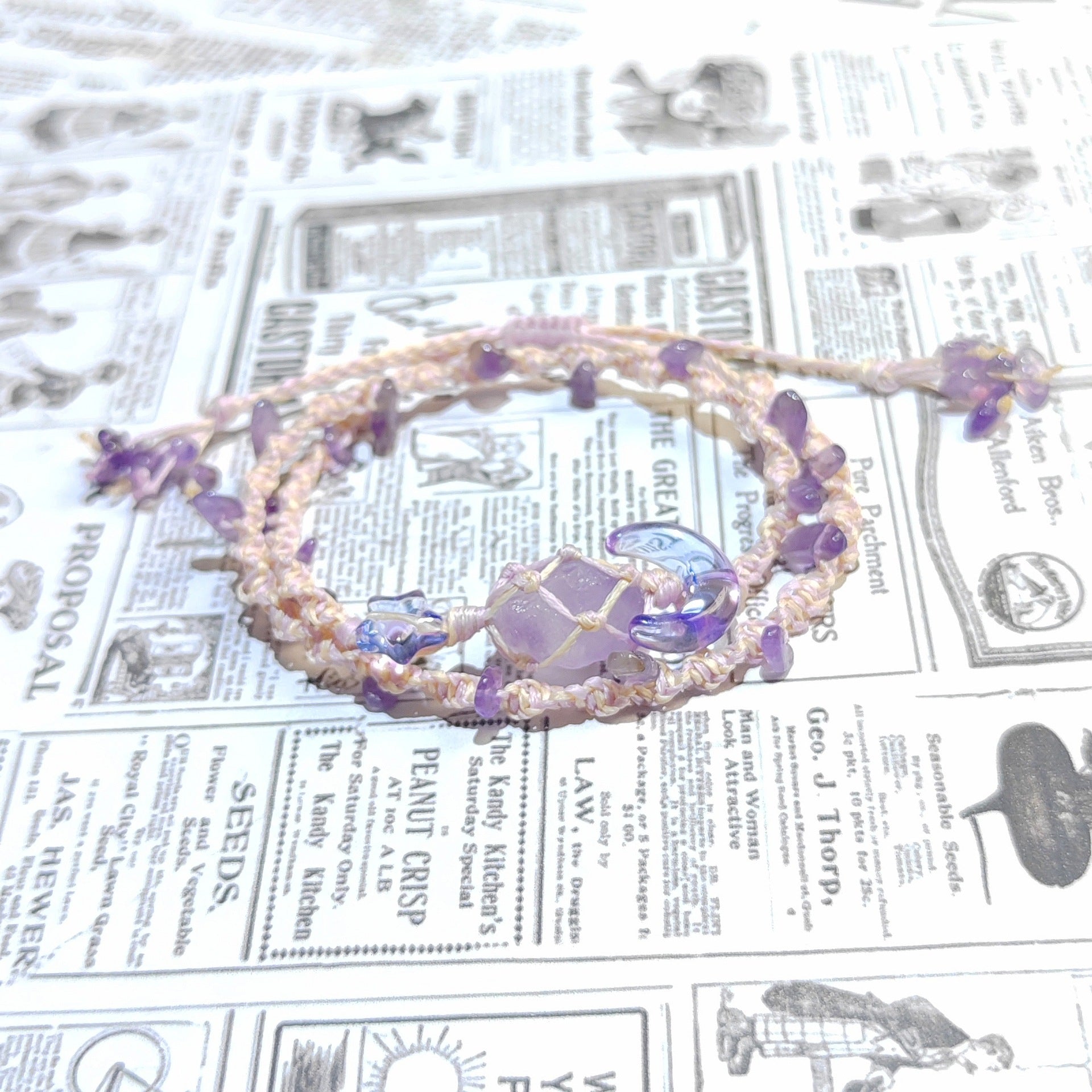 zensoullab Star Moon Amethyst Bracelet Heavy Craft Double Layer Stacking Wear