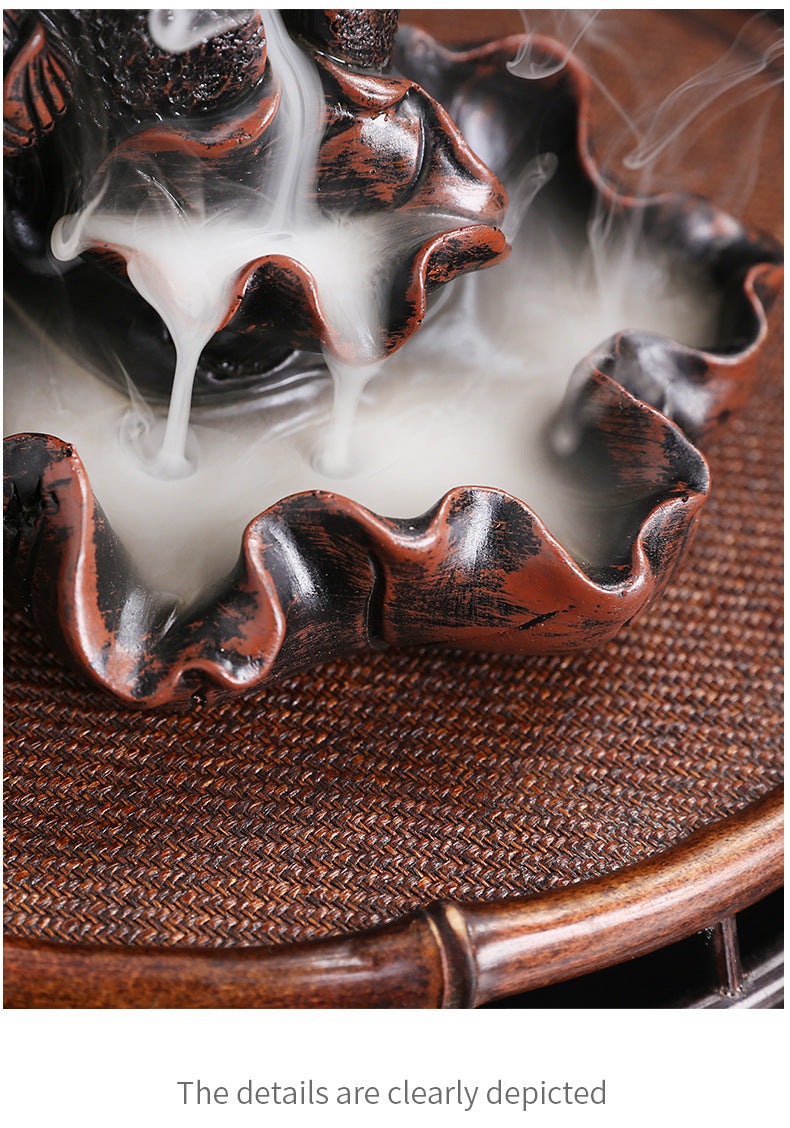 zensoullab Selected Resin Alpine Water Backflow Incense Burner Creative Lotus Leaf Lotus Backflow Sandalwood Burner Home Decor