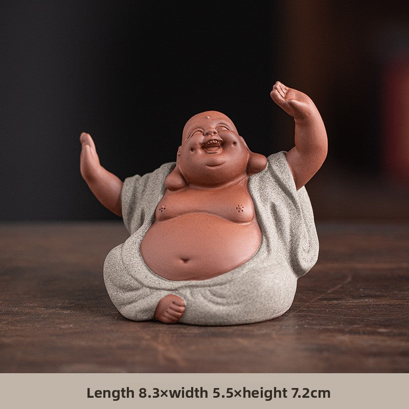 zensoullab Zen Style Chinese Five Blessings Maitreya Fortune Prosperity Longevity Happiness Wealth Smiling Buddha Desktop Small Ornament Creative Home Tea Room Tea Pet