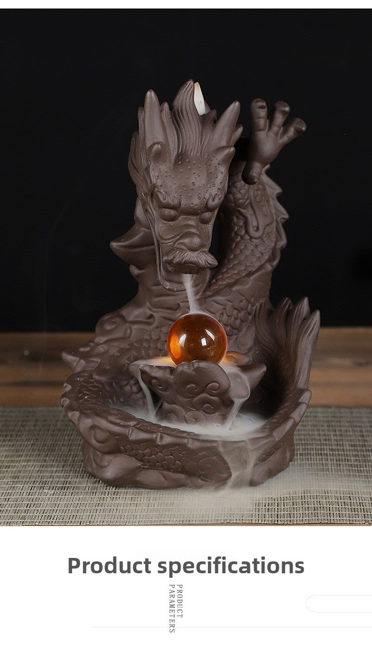zensoullab Backflow Incense Burner Ceramic Zisha Xianglong Prosperous Home Tea Ceremony Office Creative Craft Ornament