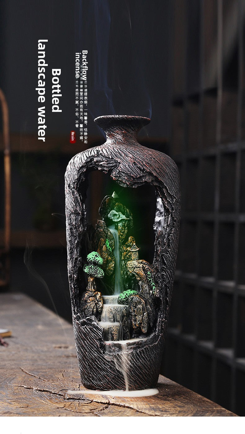 New Resin Backflow Incense Burner Creative Mountain Water Flow Incense Burner Home Decor Backflow Incense Original