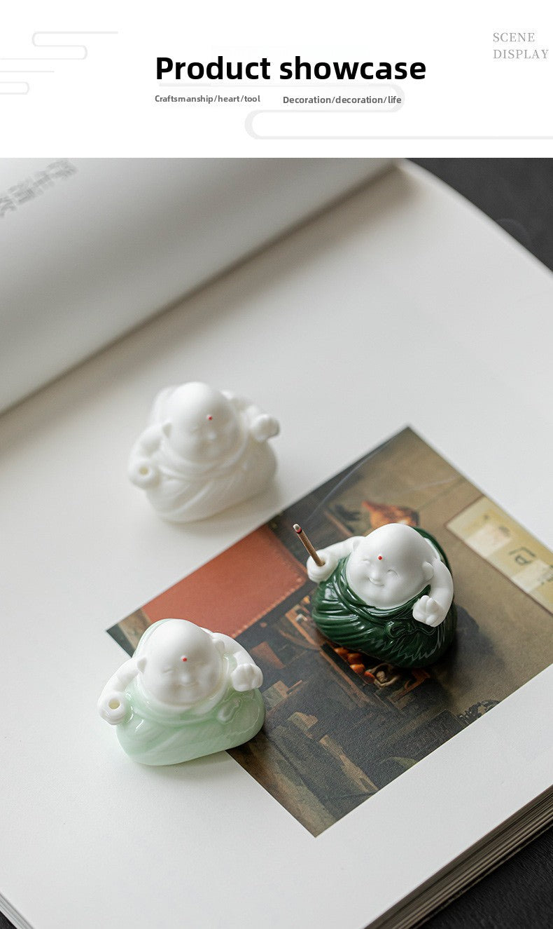 zensoullab Creative Cute Little Zongzi Ceramic Aromatherapy Burner Ornament Home Dragon Boat Festival Gift Sandalwood Incense Holder