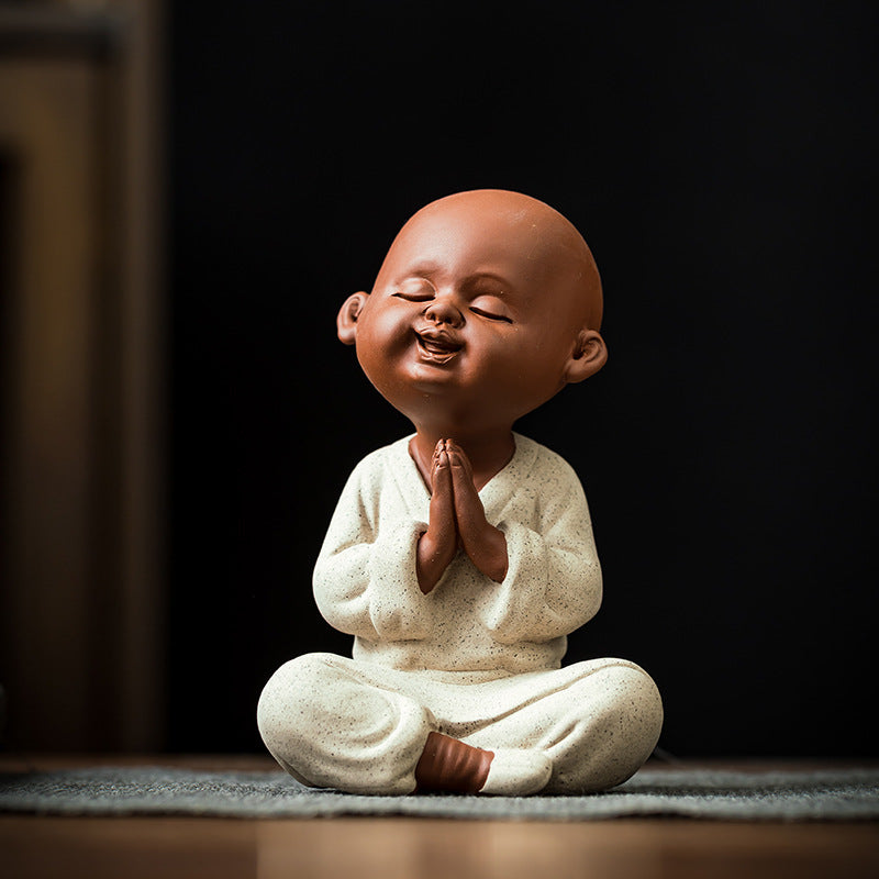 zensoullab Purple Clay Little Monk Cute Character Tea Pet Ornament Kung Fu Tea Set Tea Ceremony Ceramic Little Sha Ni Home Decor Ornament