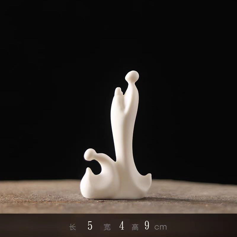 zensoullab Creative Ceramic Phaseless Buddha Figurine Living Room Tea Ceremony White Porcelain Little Monk Zen Style Chinese Minimalist Decorative Ornament