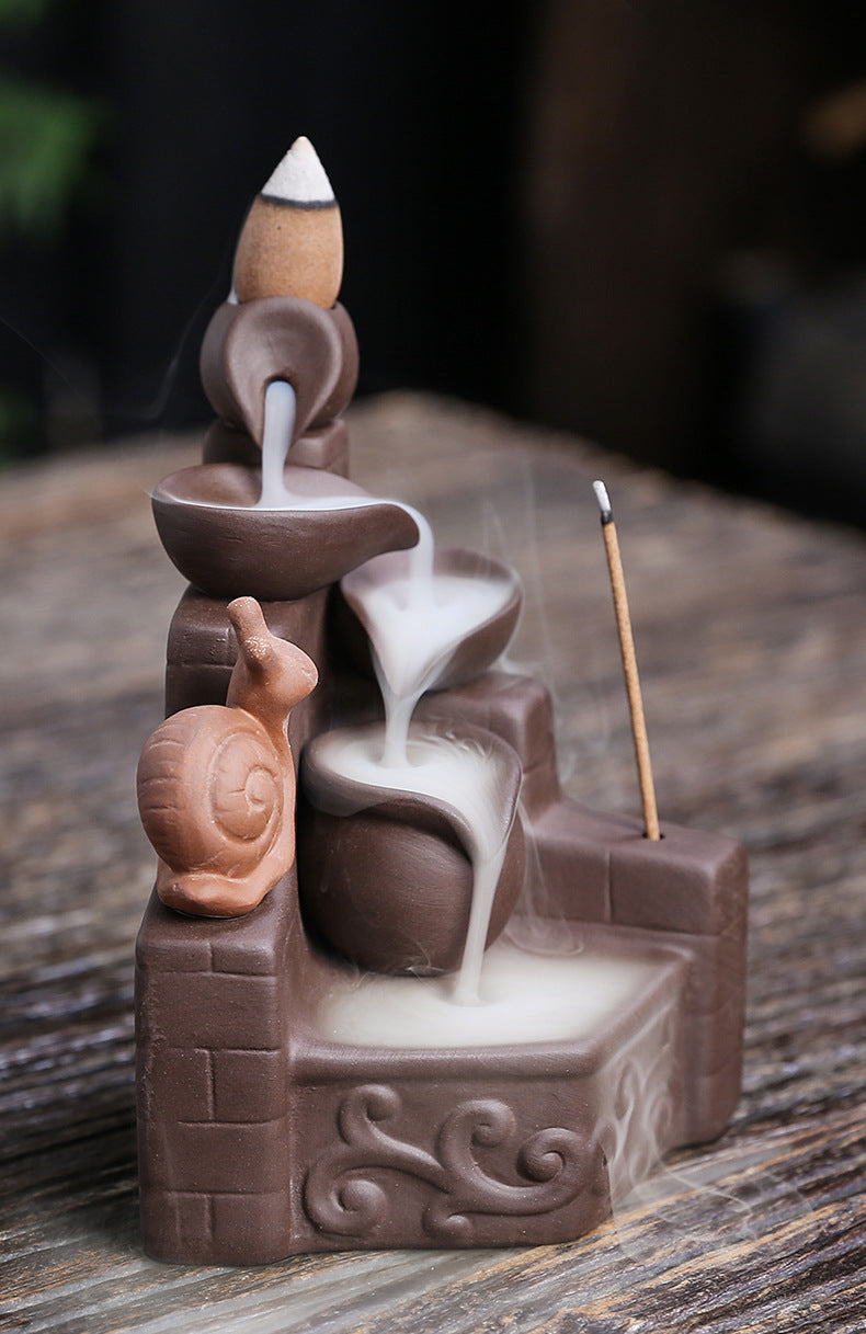 zensoullab Purple Clay Backflow Incense Burner Craft Ornament Creative Animal Sandalwood Backflow Incense Burner Home Decoration