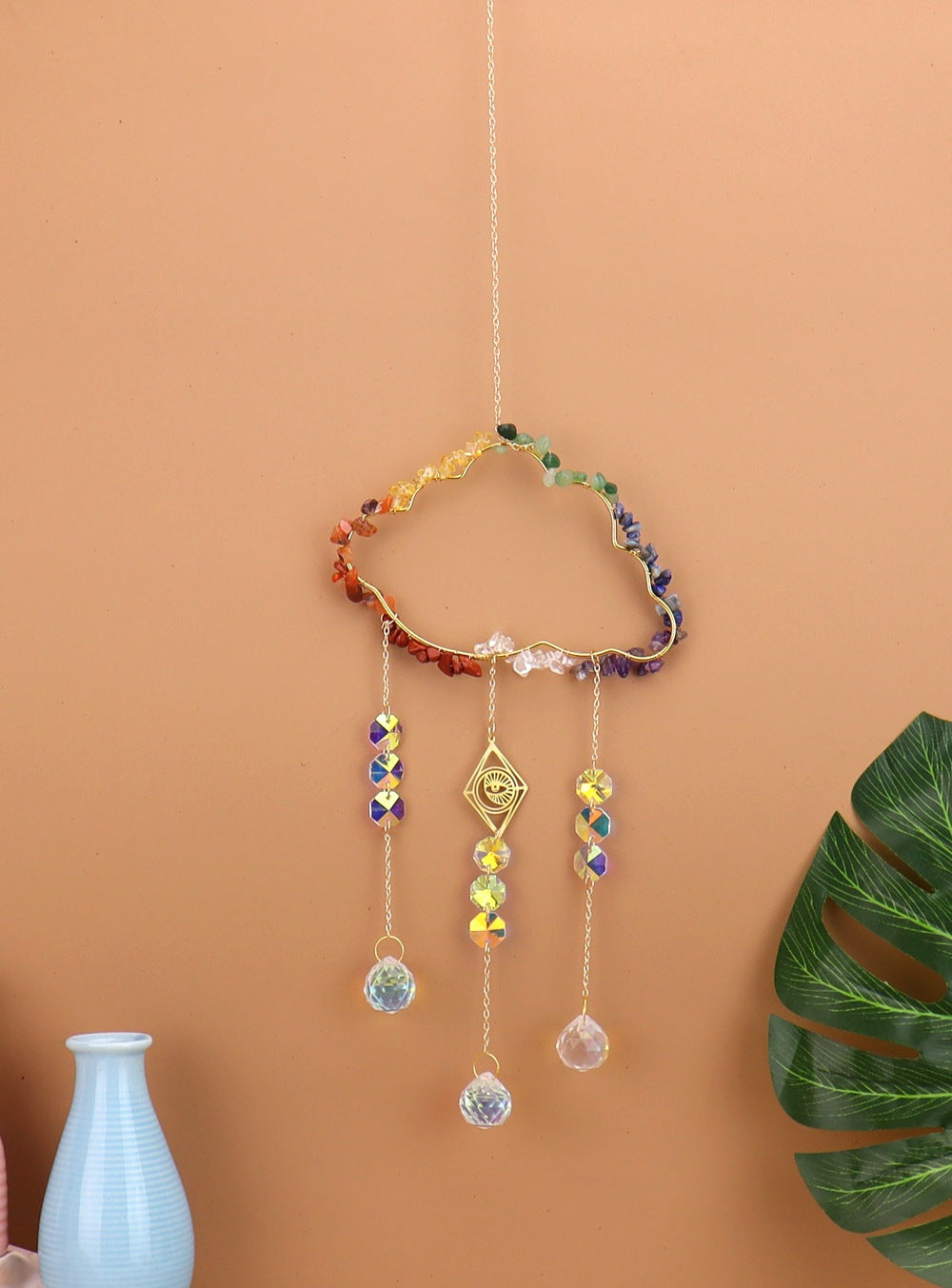 zensoullab Natural Crystal Gravel Handmade Crystal Decoration Pendant Window Outdoor Light Gathering Cloud Amethyst Sun Catcher