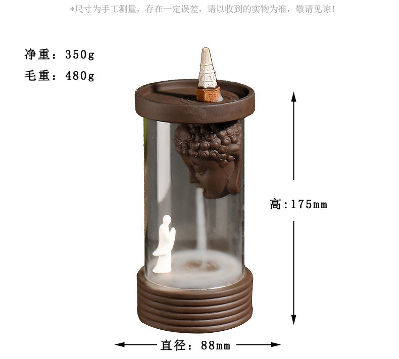 zensoullab Rulai Zen Windproof Cover Backflow Incense Burner Creative Purple Clay Yearly Abundance Backflow Burner Home Decor