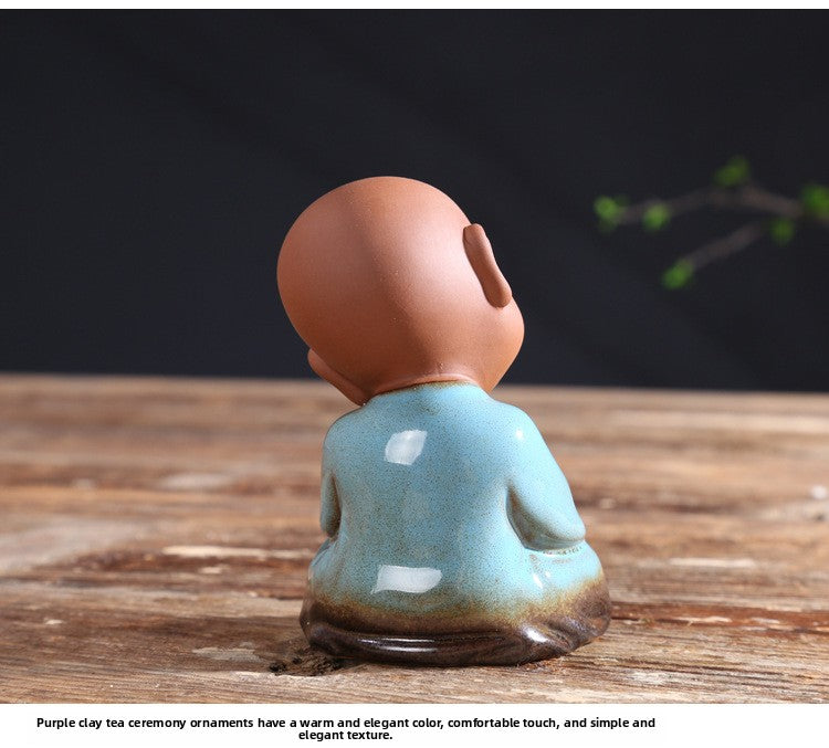 zensoullab Zen Purple Clay Blessing Little Monk Tea Pet Creative Ceramic Kung Fu Tea Tea Set Accessories Chinese Home Decoration
