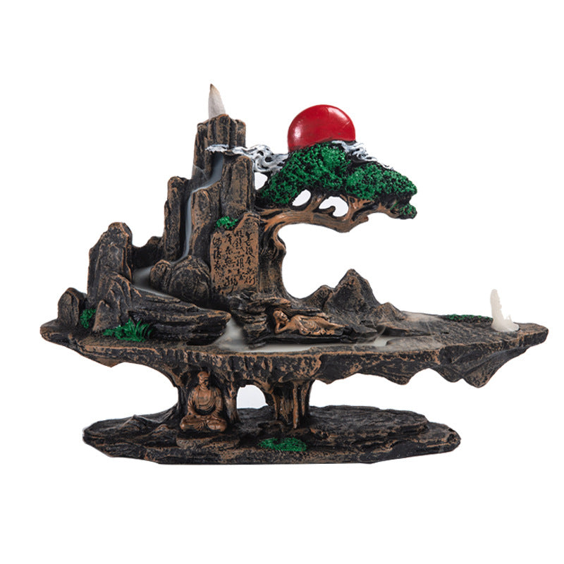 zensoullab Zen Large Backflow Incense Burner Pastoral Resin Sandalwood Burner Home Living Room Indoor Backflow Incense Ornament Pastoral Style