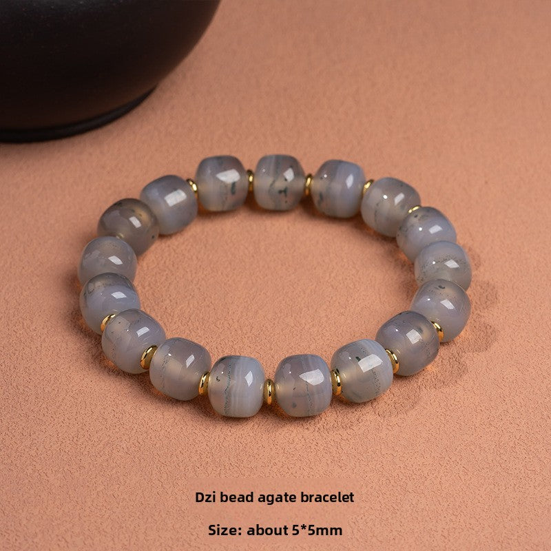 zensoullab Natural Tiger Tooth Dzi Bead Agate Bracelet Fashion Versatile High-Quality Unisex Couple Style Single Circle Bracelet In Stock