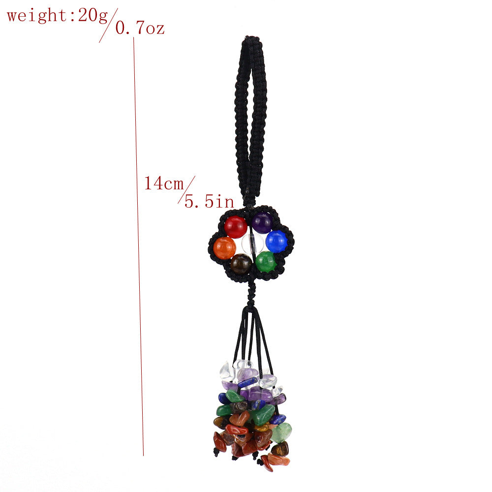 zensoullab Handmade Woven Crystal Colorful Round Bead Pendant Keychain Bag Pendant Car Hanging Ornament