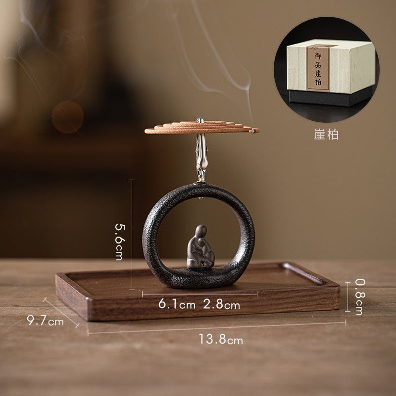 zensoullab Zen Style Small Monk Incense Holder Creative Dual-use Coil Incense Burner Incense Burner for Home Indoor Sandalwood Agarwood Incense Burner Ornament