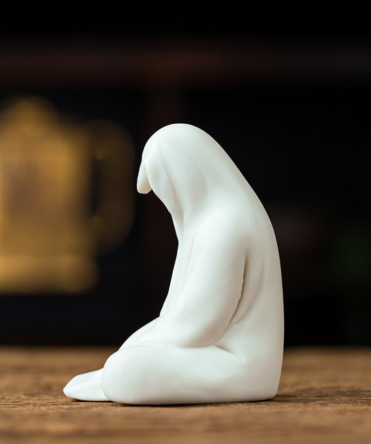 Zensoullab Creative Ceramic Crafts Decoration Zen Buddha Character Tea Space Chinese Living Room White Porcelain Fish Tank Decorations