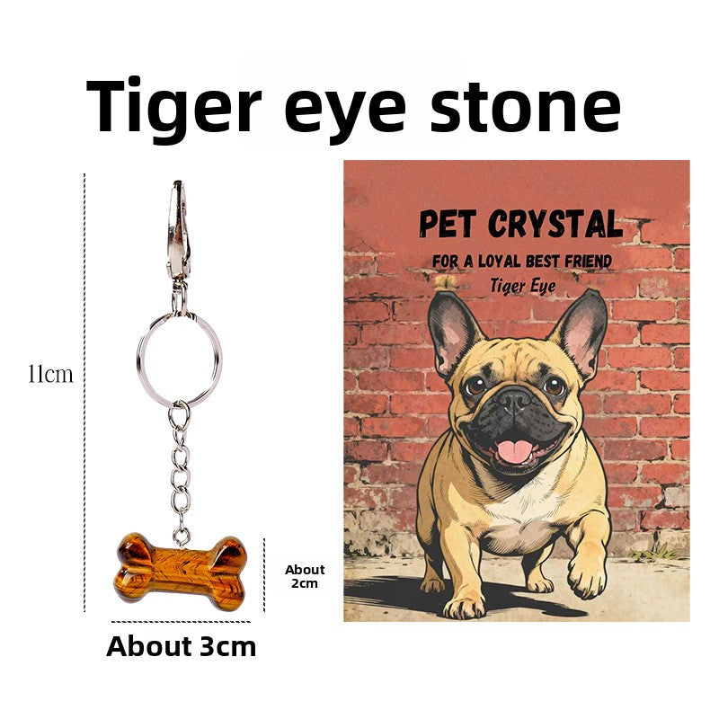 zensoullab Natural Crystal Bone Pet Dog Cat Pendant Purple Pink White Crystal Keychain Bag Charm Golden Retriever Pug