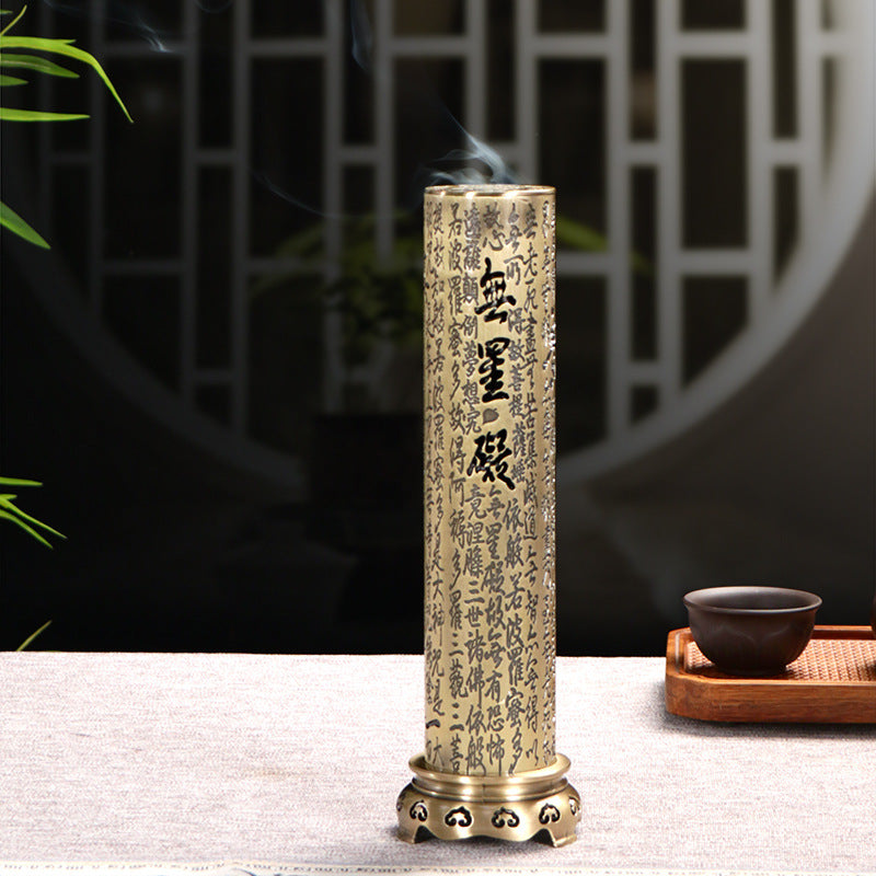 zensoullab Heart Sutra Vertical Incense Burner for Home Indoor Incense Tea Ceremony Ornament Antique Bronze Sandalwood Incense Burner 21cm Incense Holder