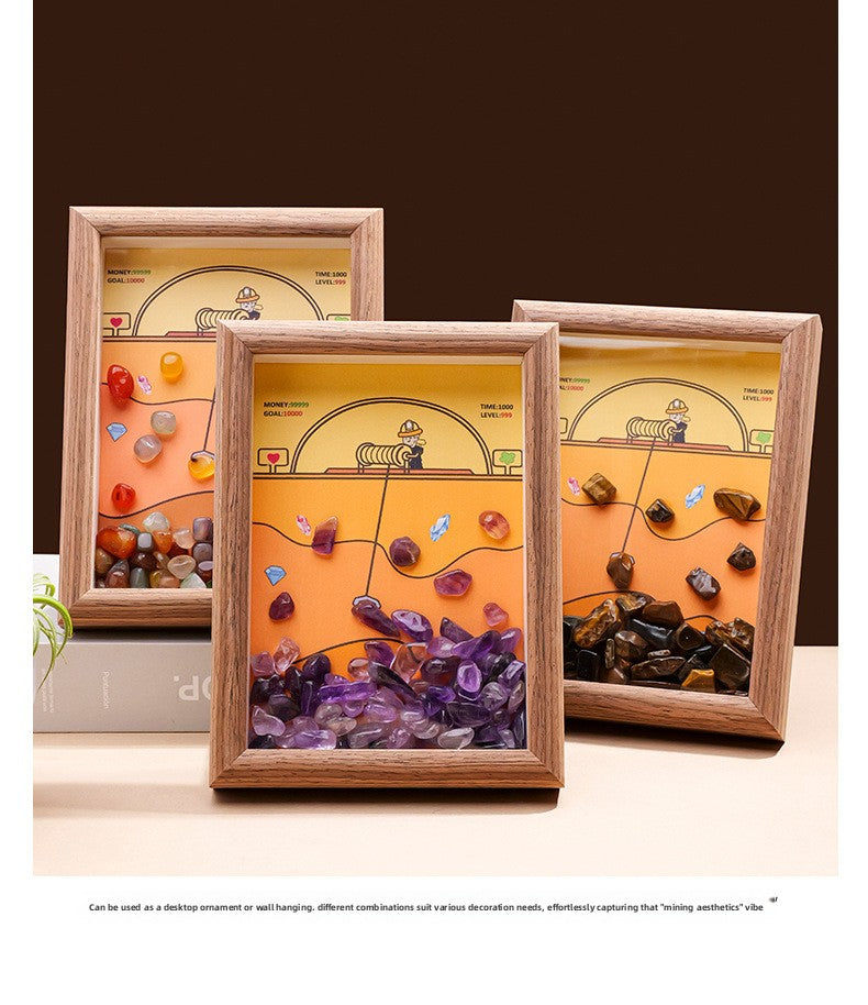 zensoullab Runyang Jewelry Natural Crystal Stone Frame Miner DIY Crystal Crafts 7inch Frame Display Creative