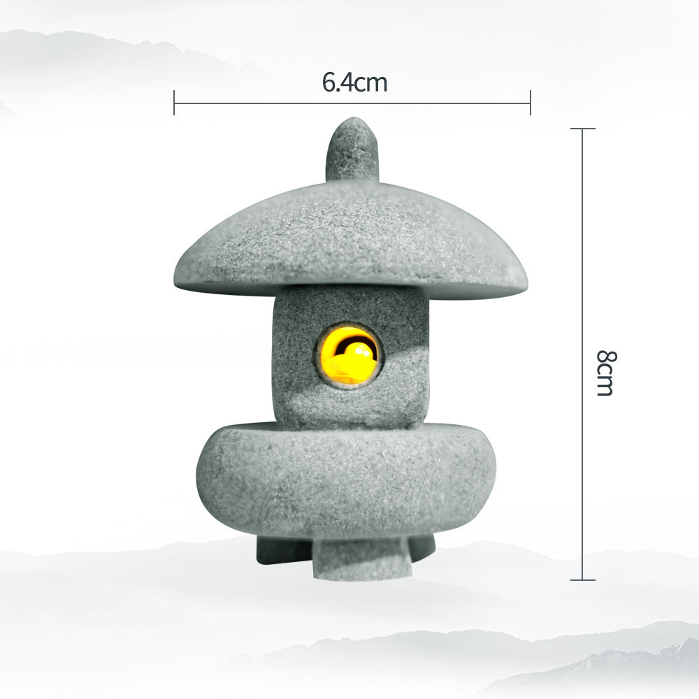 zensoullab Artificial Landscape Stone Lantern Small Stone Pavilion Ornament Home Entrance Pavilion Decoration Gardening Flower Bonsai Landscaping Decoration