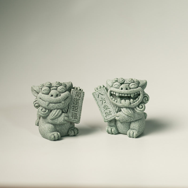 zensoullab Chinese Style Fortune-Bringing Lucky Beast Lion Desktop Creative Home Decoration Tea Pet Fish Tank Landscape Ornament Decoration